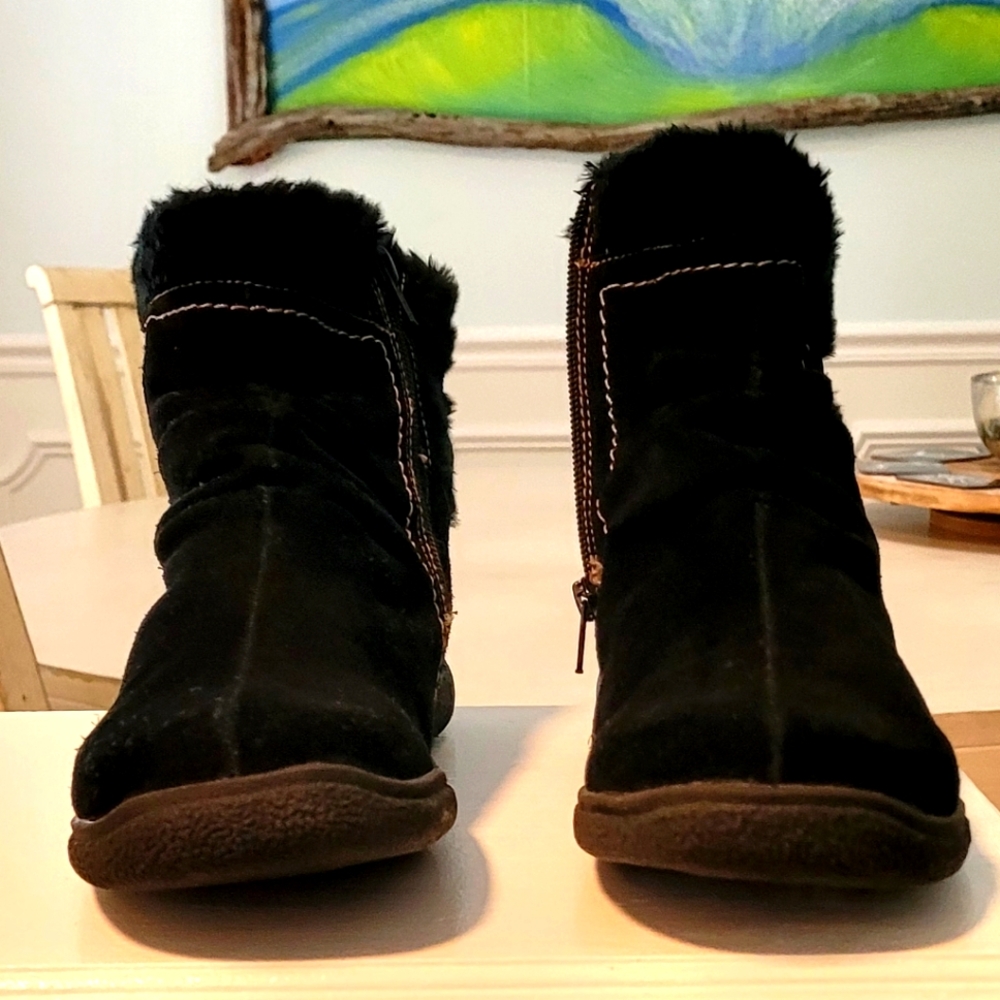Women's Bare Traps Black Leanna suede, faux fur leather boots NWT, Sz 10 M